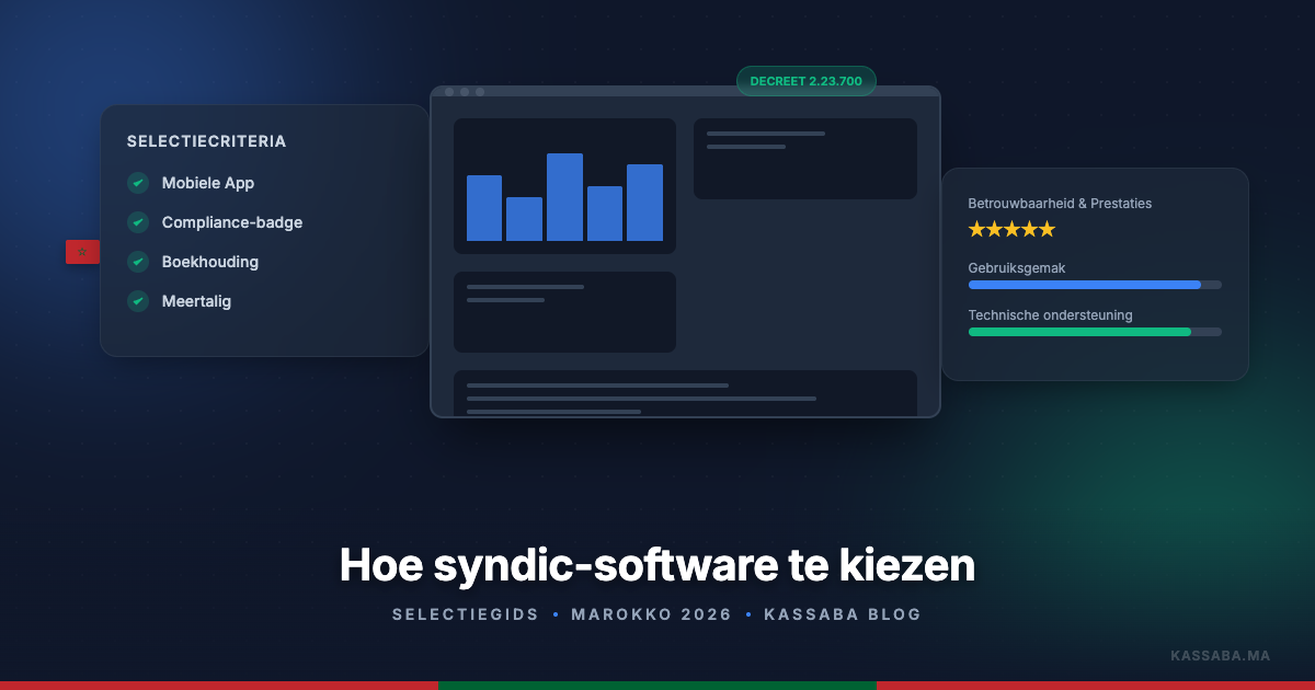 Syndicus die vastgoedbeheersoftware evalueert op een computerscherm
