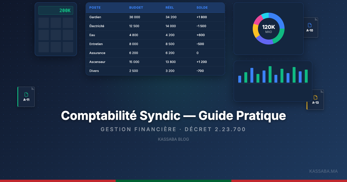 Calculatrice et documents comptables sur un bureau de syndic