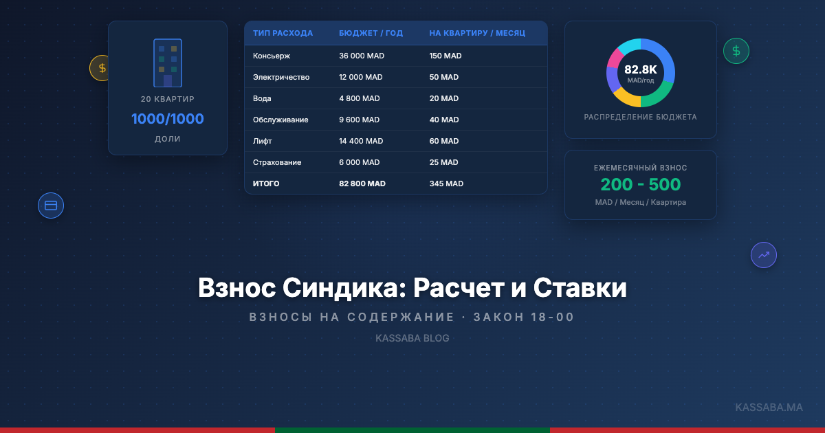 Таблица расчёта взносов синдика с разбивкой бюджета по категориям расходов