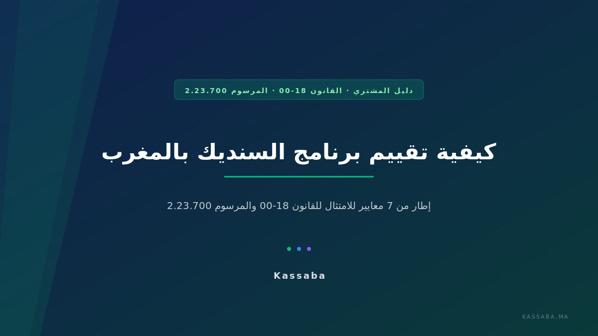تقييم برنامج السنديك بالمغرب: إطار من 7 معايير مرتكز على القانون 18-00 والمرسوم 2.23.700