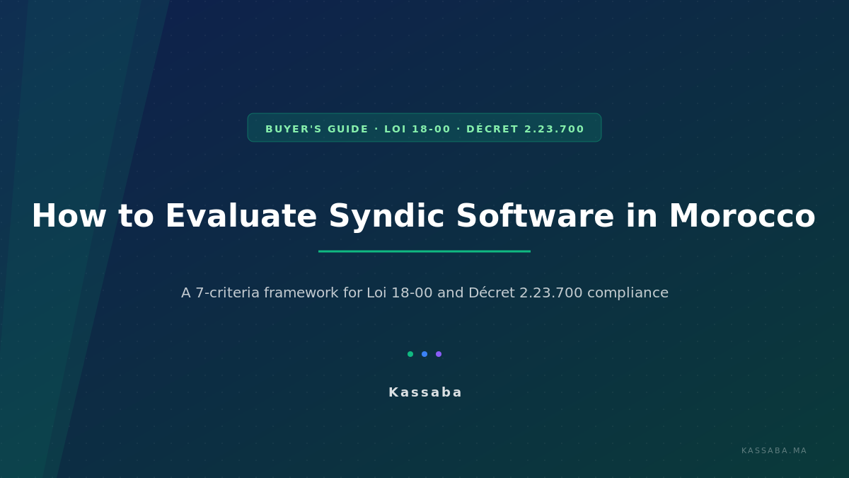 Evaluating Syndic Software in Morocco: a 7-criteria framework anchored on Loi 18-00 and Décret 2.23.700