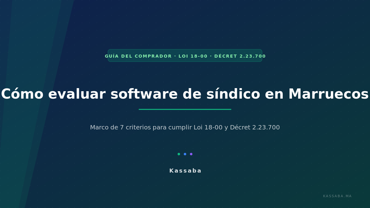 Evaluar software de síndico en Marruecos: marco de 7 criterios anclado en la Loi 18-00 y el Décret 2.23.700