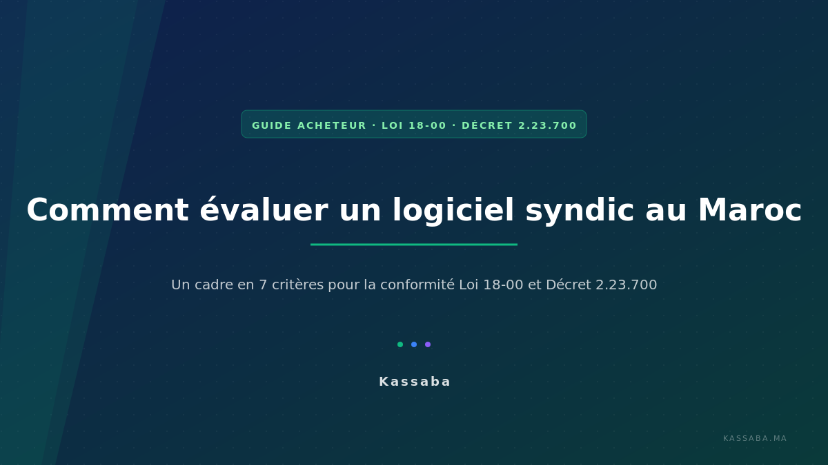 Évaluer un logiciel syndic au Maroc : un cadre en 7 critères ancré sur la Loi 18-00 et le Décret 2.23.700