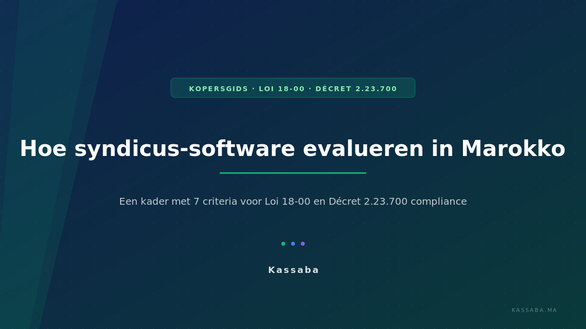 Syndicus-software evalueren in Marokko: 7-criteria kader op basis van Loi 18-00 en Décret 2.23.700