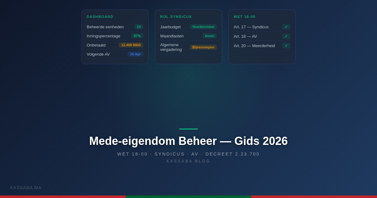 Marokkaans appartementengebouw met een syndicus die beheersdocumenten raadpleegt