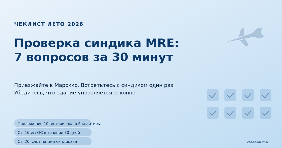 Чемодан, самолет и чек-лист из 7 пунктов для владельца MRE, проверяющего синдика летом