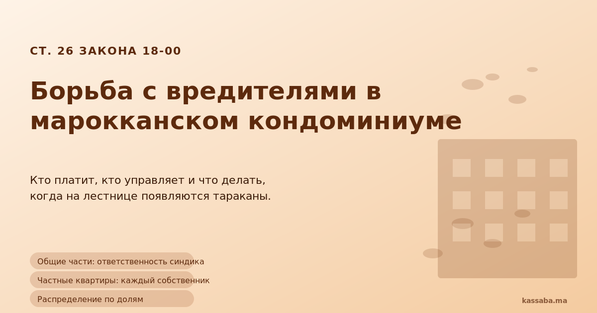 Марокканский жилой дом с насекомыми и чек-листом ответственности синдика
